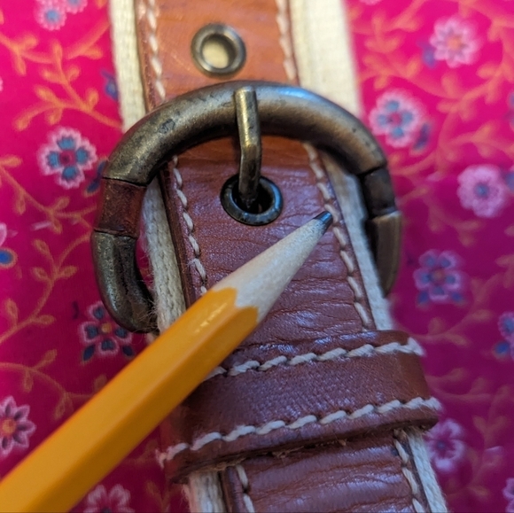 Vintage Leather Canvas Belt 80’s Preppy‎ Classic Stacked